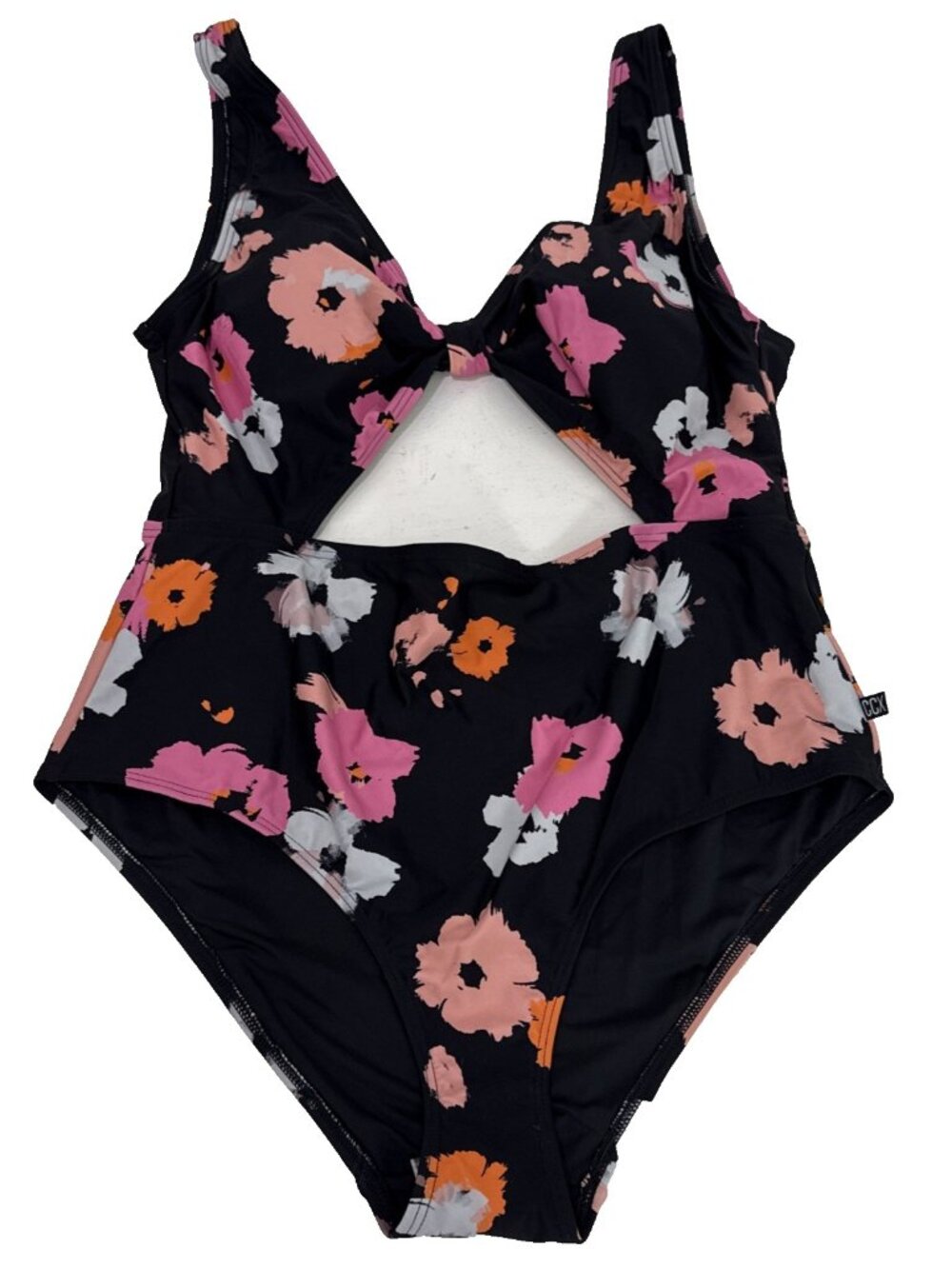 CCX by CITY CHIC Black Floral Print Cut Out One Piece Swim Suit Womens Size 18/M
